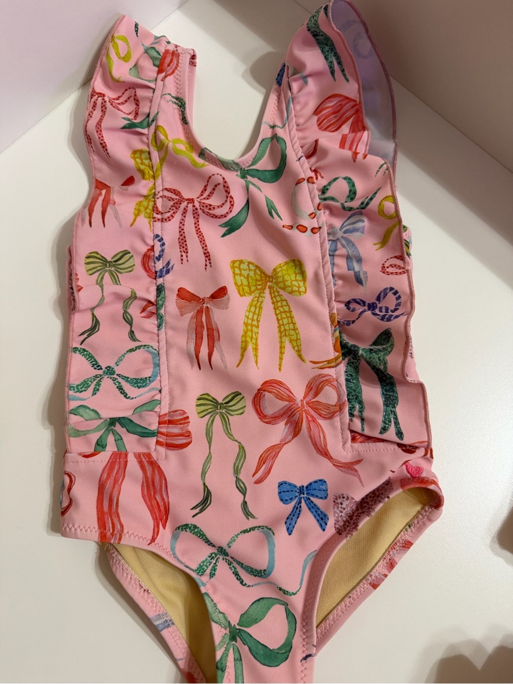 Pink Chicken Girls' Yellow & Pink Floral Swim Top - 2Y